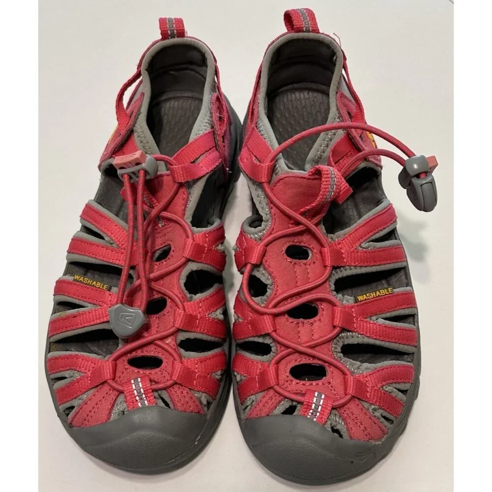 Keen Whisper Sandals Girl's Sz 2 Hot Pink Quick Tie Hiking Camping Water Shoe